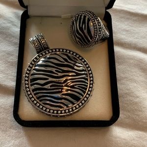 Zebra Print pendant and ring set.